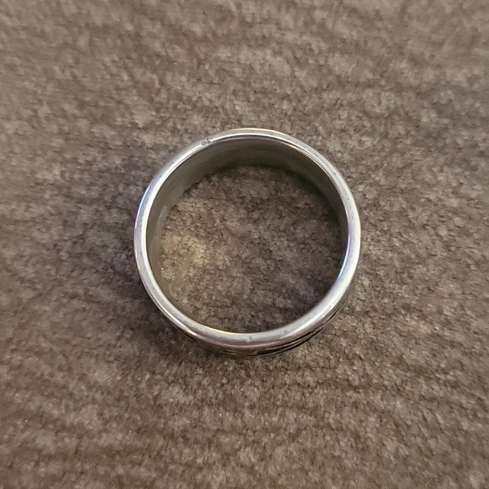 Two Tone Scroll Viking Stainless Steel Wedding Band Size 9.5